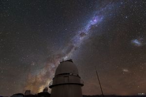 The Milky Way above the dome of the Danish 1.54m  telescope at ESO's La Silla Observatory in Chile