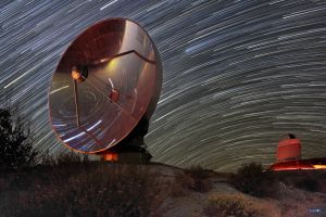 Star trails and SEST at La Silla, Chile
